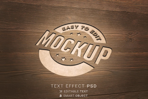 PSD logo mockup with wooden surface