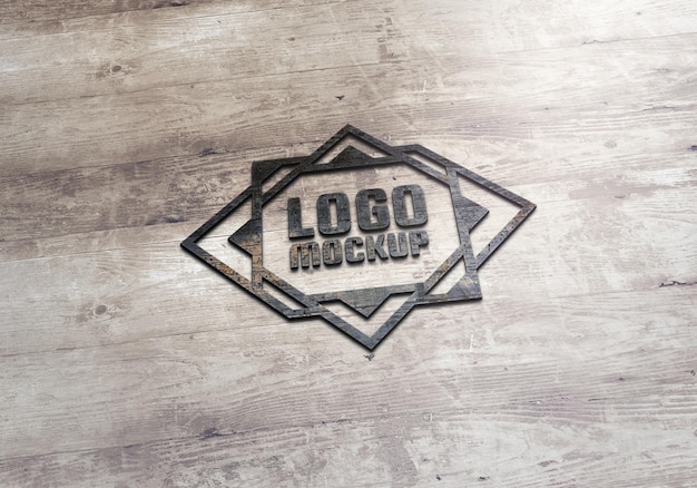 logo mockup with wooden surface