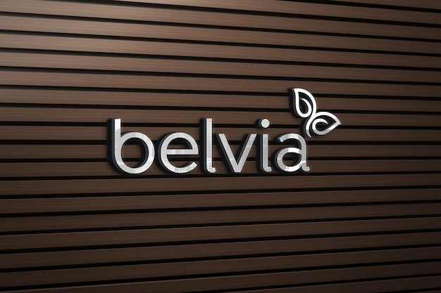 Mockup di logo con una parete in legno