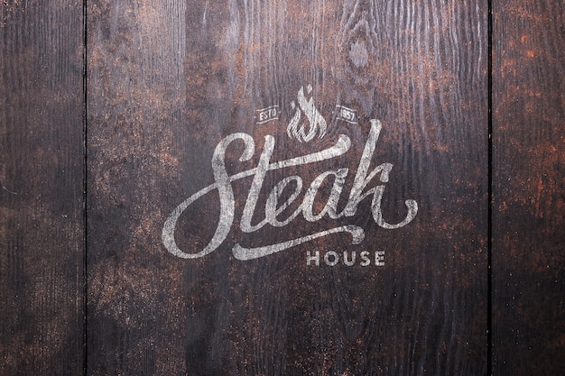 Logo mockup grill in legno