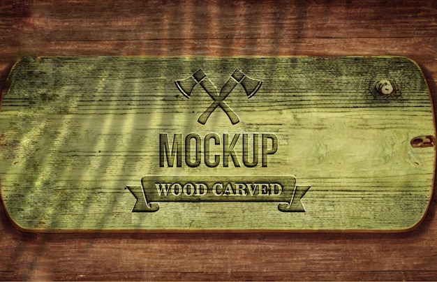 Logo mockup wood texture