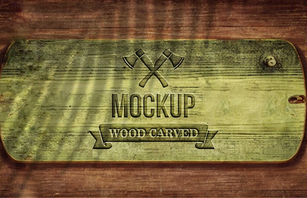 PSD logo mockup wood texture