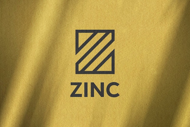 Logo mockup on yellow paper texture