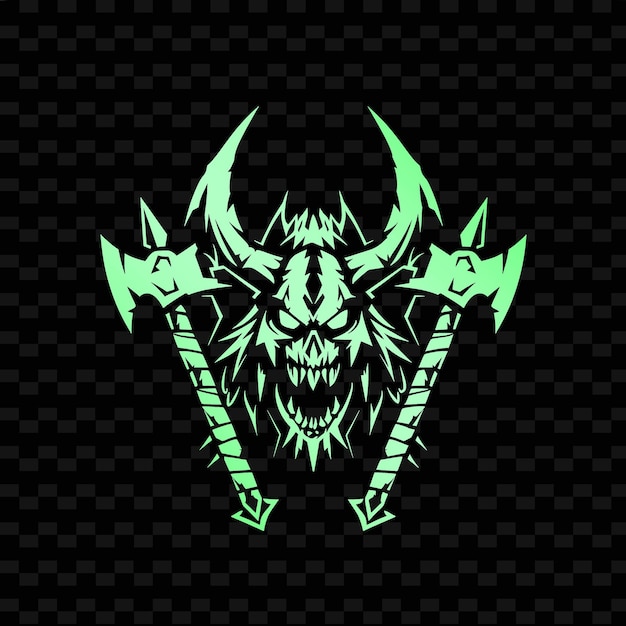 PSD a logo for a monster with a green head and horns