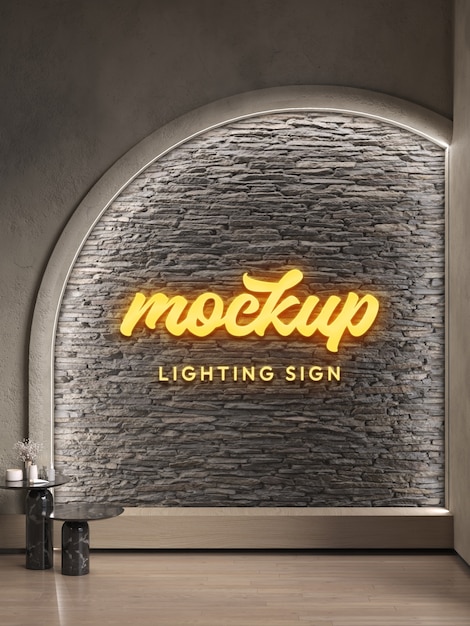 Logo na ciemnym modelu ściany