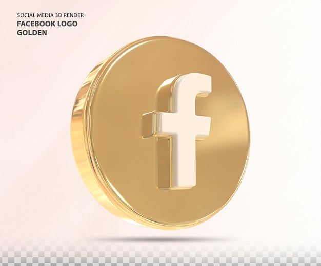 Logo Na Facebooku Złoty Render 3d