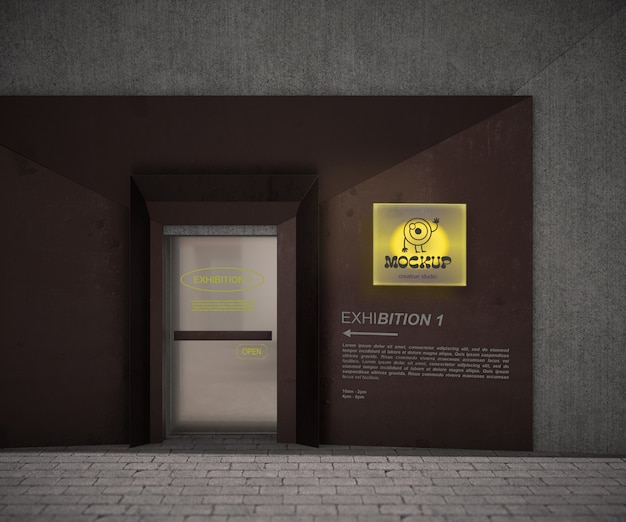 Logo na konstrukcji fasady betonowej