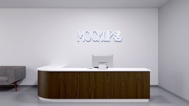 Logo na makiecie ściennej w pomieszczeniu