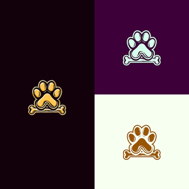 PSD logo nagrody animal game z odbitkiem łapa i kością do dekoracji kreatywne i unikalne projekty wektorowe