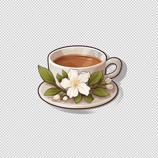 PSD logo naklejki jasmine tea izolowane tło i