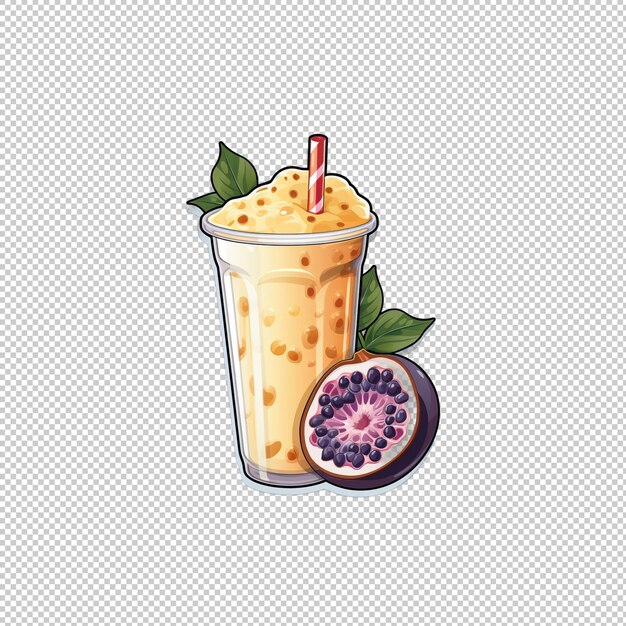 PSD logo naklejki passion fruit milk isolated backg