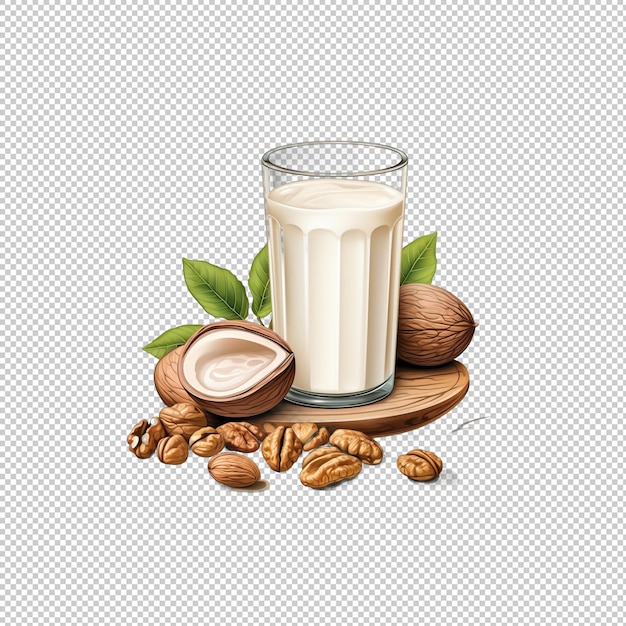 PSD logo naklejki walnut milk izolowane tło i