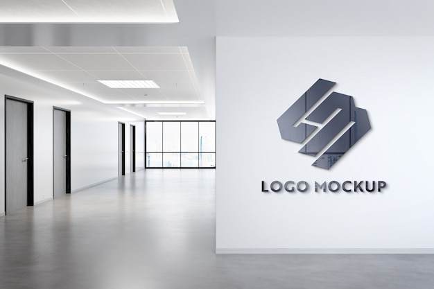 オフィスの壁のモックアップのロゴ