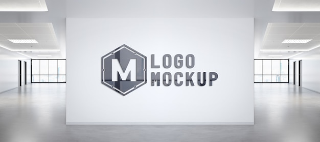 PSD logo on office wall mockup