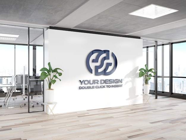 Logo sulla parete dell'ufficio mockup