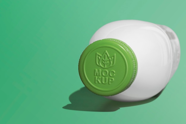 PSD logo on bottle cap mockup