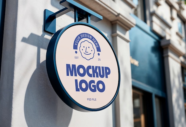 logo on shop sign mockup design
