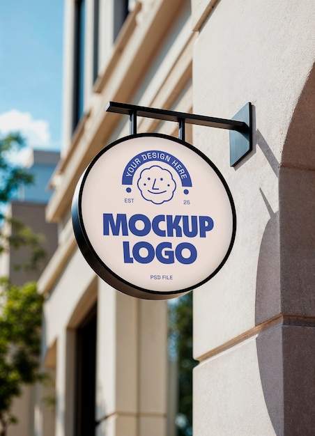 logo on shop sign mockup design
