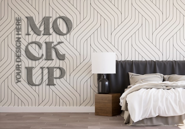 PSD logo on papered wall mockup