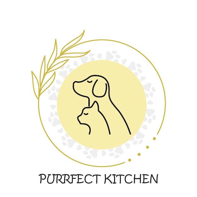 PSD a logo for pet or vet industry with a picture of a cat and a dog outline from the side and a cir