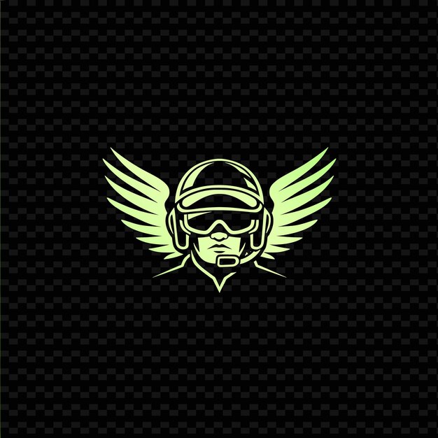 A logo of a pilot with a green wings and a yellow wings
