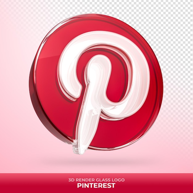 Logo Pinterest Z Akrylu Szklanego Z Przezroczystym Renderowaniem 3d