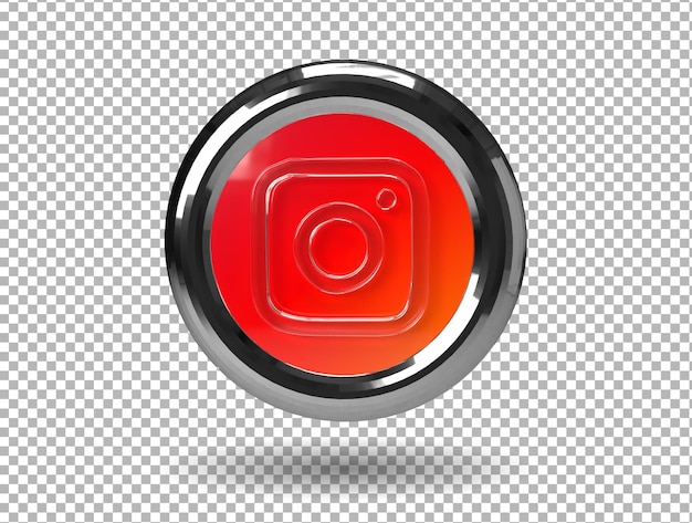 Logo Renderowania 3d Na Instagramie Z Efektem Szkła I Stali