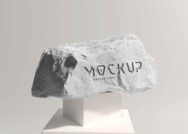 PSD logo on rock mockup