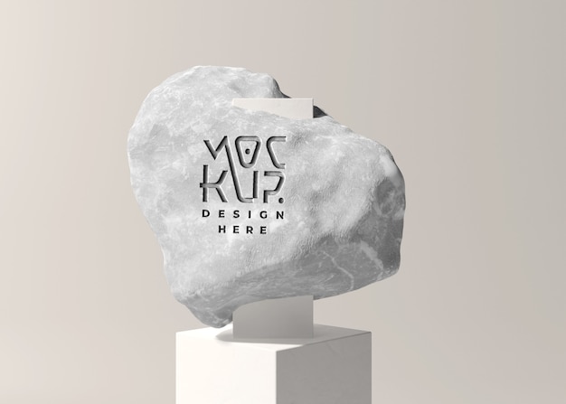 PSD logo on rock mockup