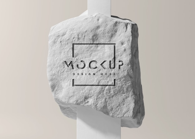 PSD logo on rock mockup