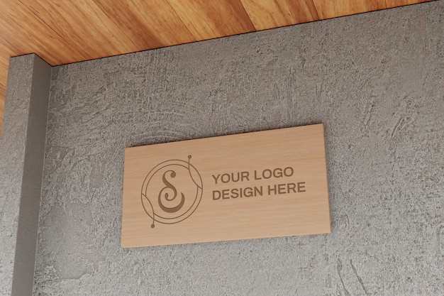 Logo sign board mockup in concrete wall