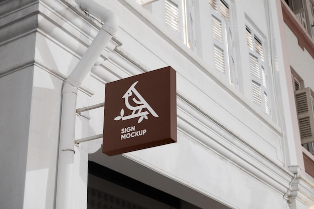 Logo signboard mockup on elegant facade