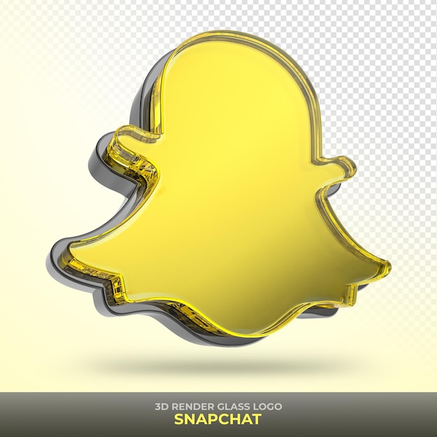 PSD logo snapchat glass acrylic with transparent 3d render