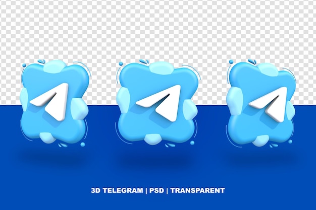 logo social media telegram 3d