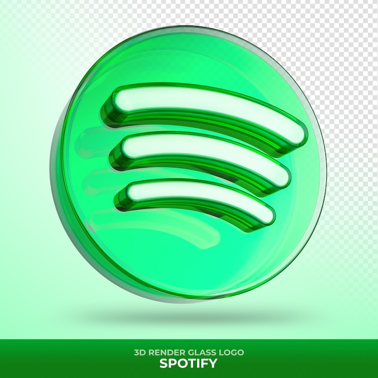 PSD logo spotify na szkle akrylowym z przezroczystym renderowaniem 3d