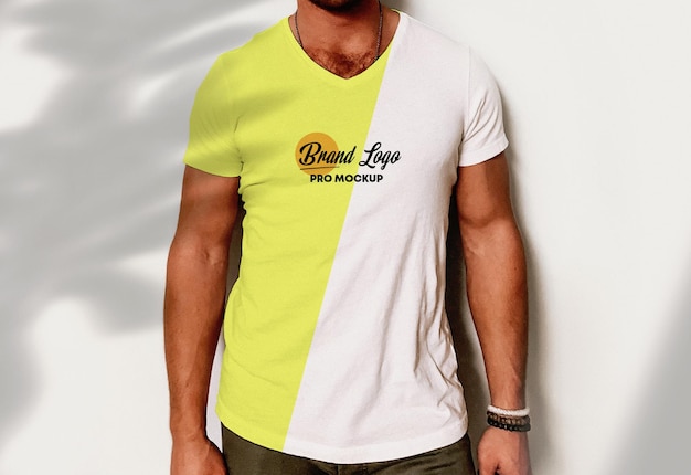 Logo tshirt v neck mockup design