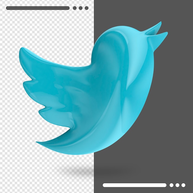 PSD logo of twitter in 3d rendering