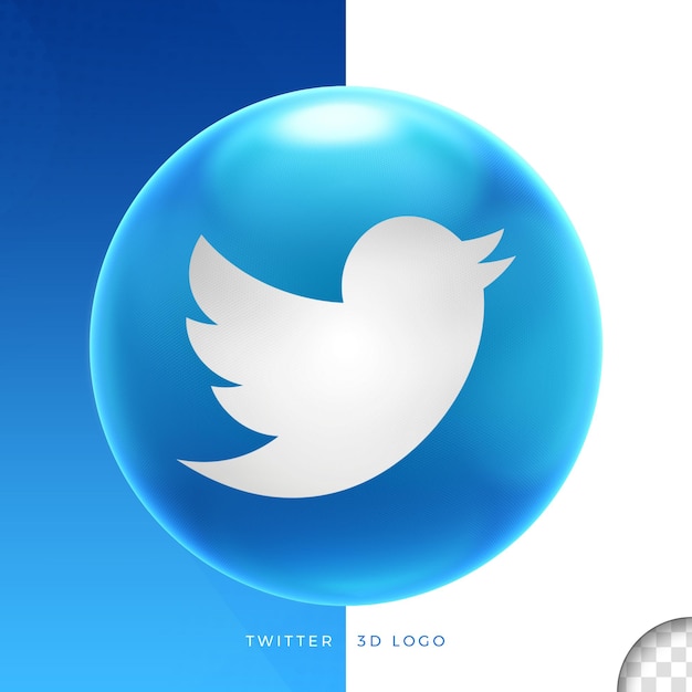 Логотип twitter на эллипсе 3d дизайн