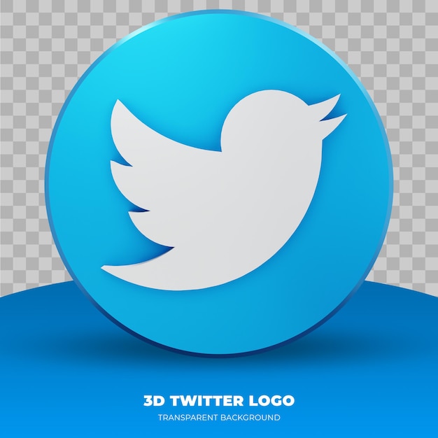 PSD logo twitter na białym tle w renderowaniu 3d