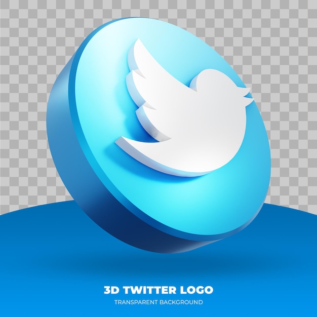 PSD logo twitter na białym tle w renderowaniu 3d