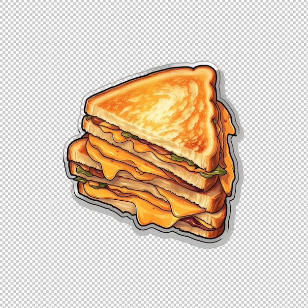 PSD logo van de sticker grilled cheese geïsoleerde achtergrond