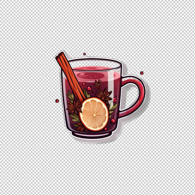 PSD logo van de sticker mulled wine geïsoleerde achtergrond i