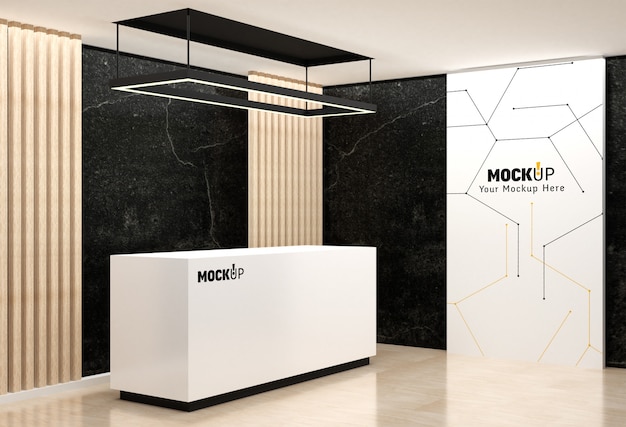 Logo and wall mockup on reception room