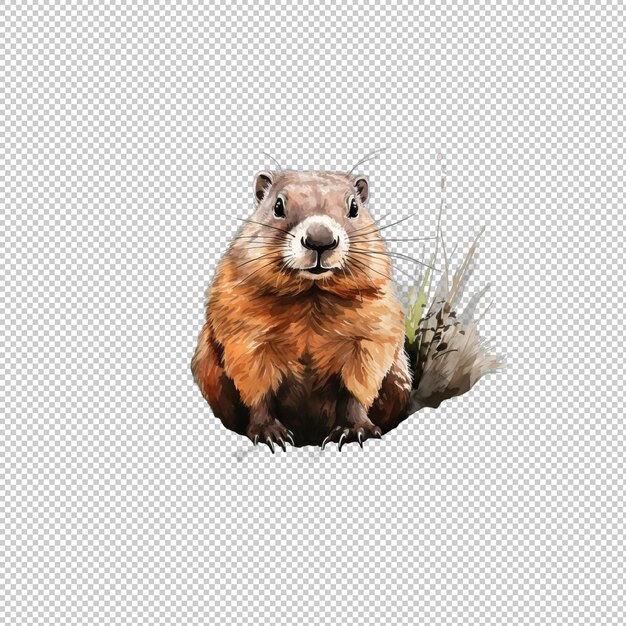 PSD logo watecolor groundhog izolowane tło i