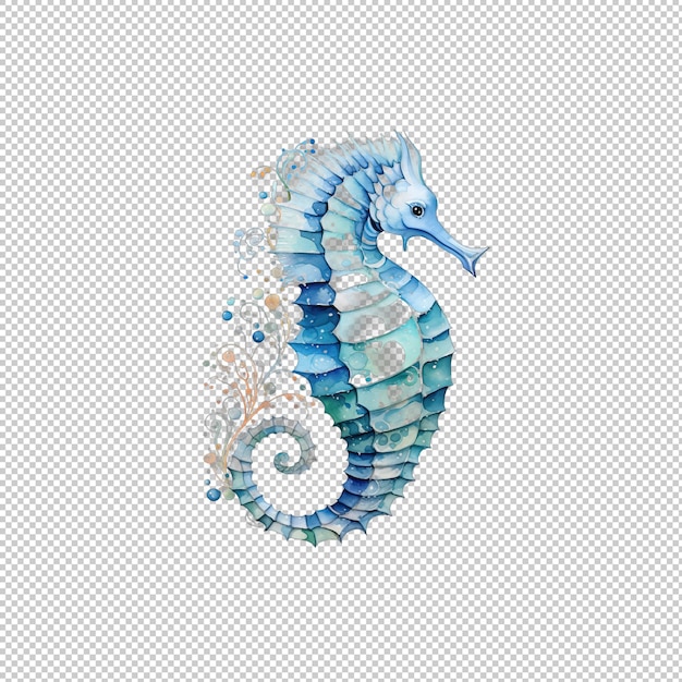 PSD logo watecolor seahorse izolowane tło jest