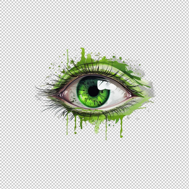 PSD logo watecolor zielone oko izolowane tło i