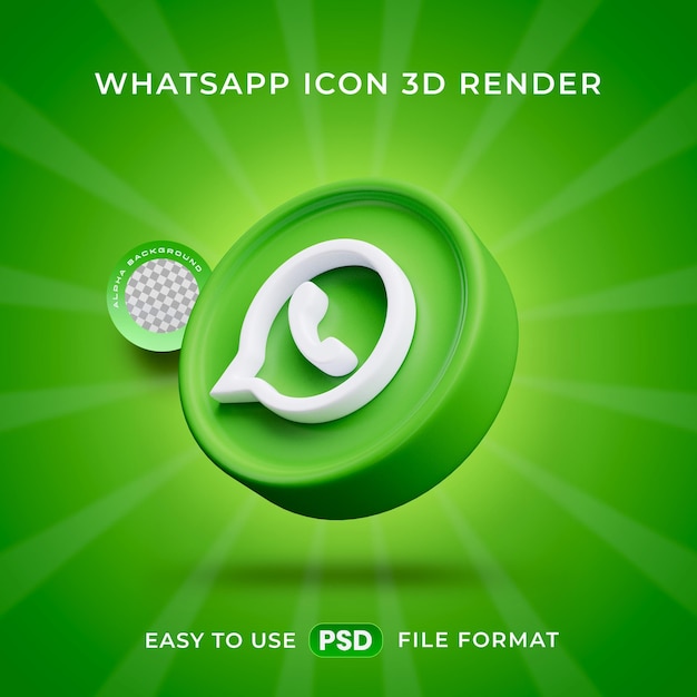 PSD logo whatsapp icon izolowane ilustracje renderowania 3d