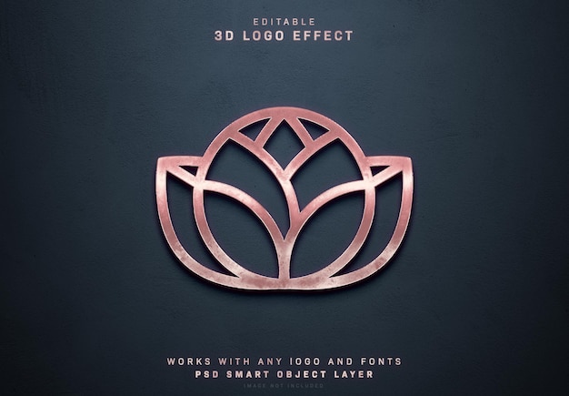 PSD logo with old pink gold style effect mockup
