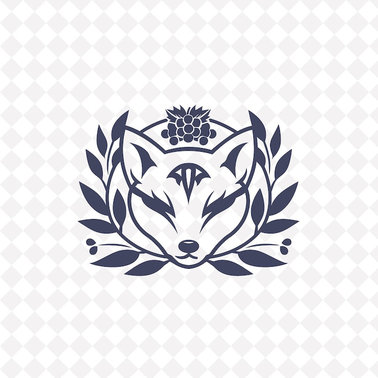 PSD a logo for a wolf and a flower on a white background