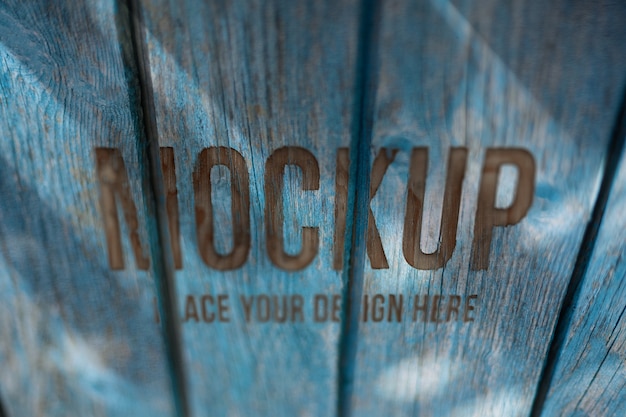 PSD logo on wood effect mockup